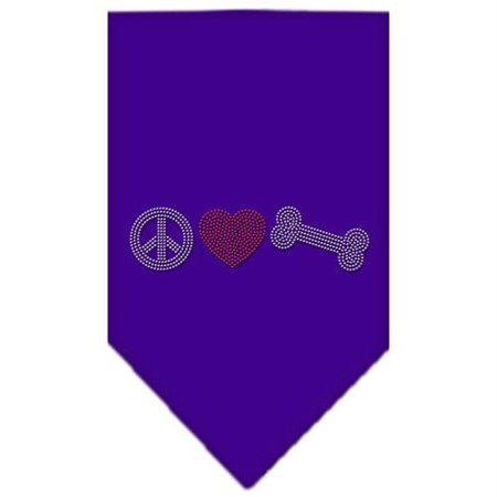 UNCONDITIONAL LOVE Peace Love Bone Rhinestone Bandana Purple Large UN788234